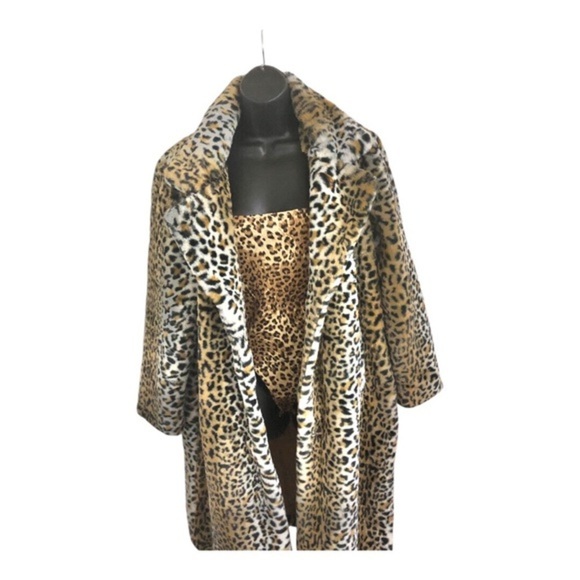 Stoosh glamorous diva cheetah spotted leopard print luxe faux fur coat size L - Picture 1 of 12
